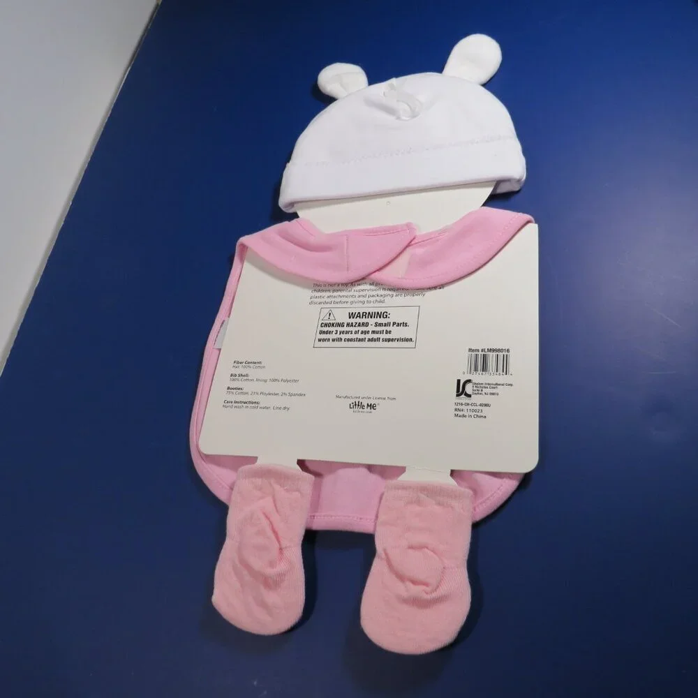 Baby pink bunny rabbit My First Easter set 0 to 6 months (Bib, Cap/Hat, Socks)
